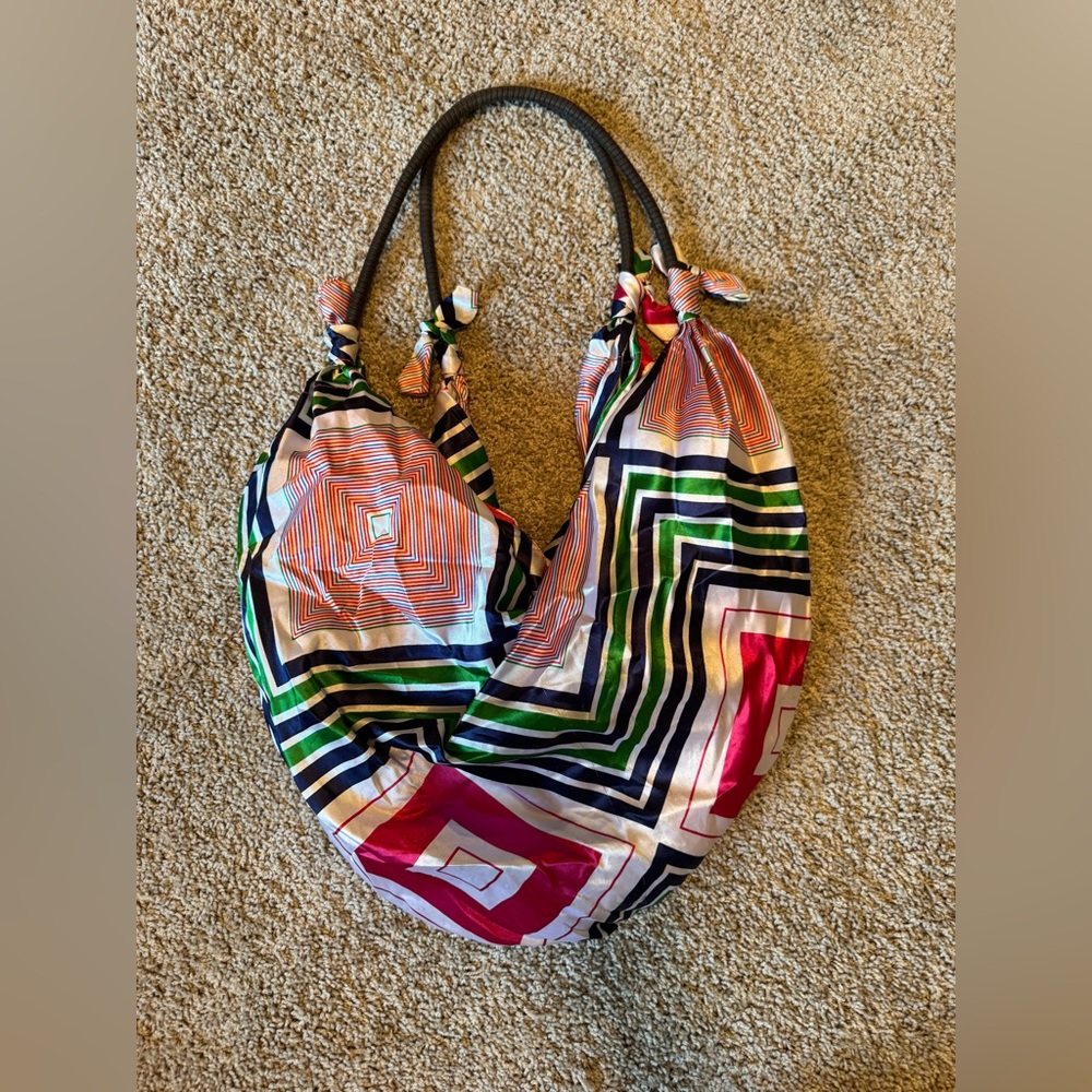 Old Navy Multicolor Geometric Hobo Bag with Knotted Straps